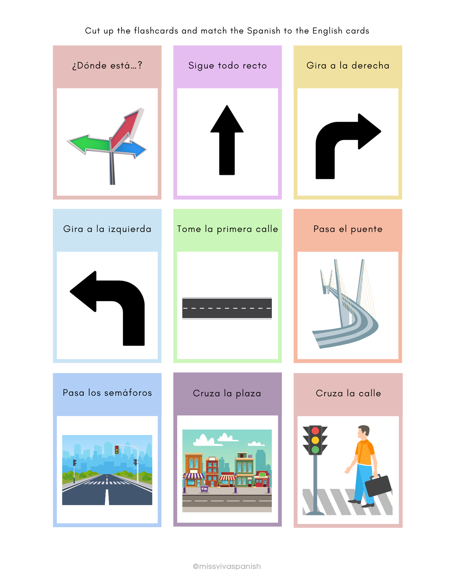 Directions & Places in Spanish | Spanish worksheets (12+)(SM)