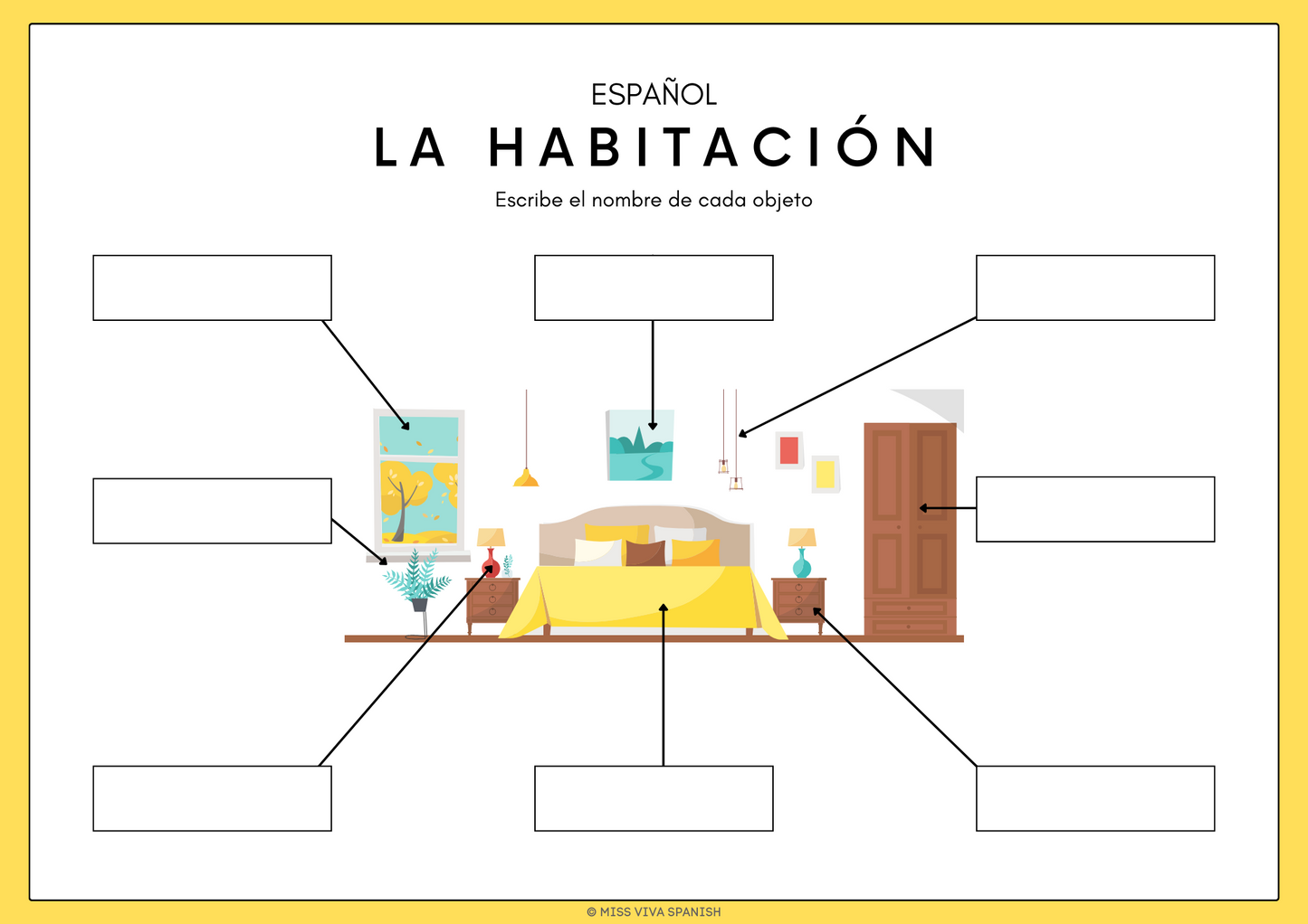 Bedroom objects in Spanish