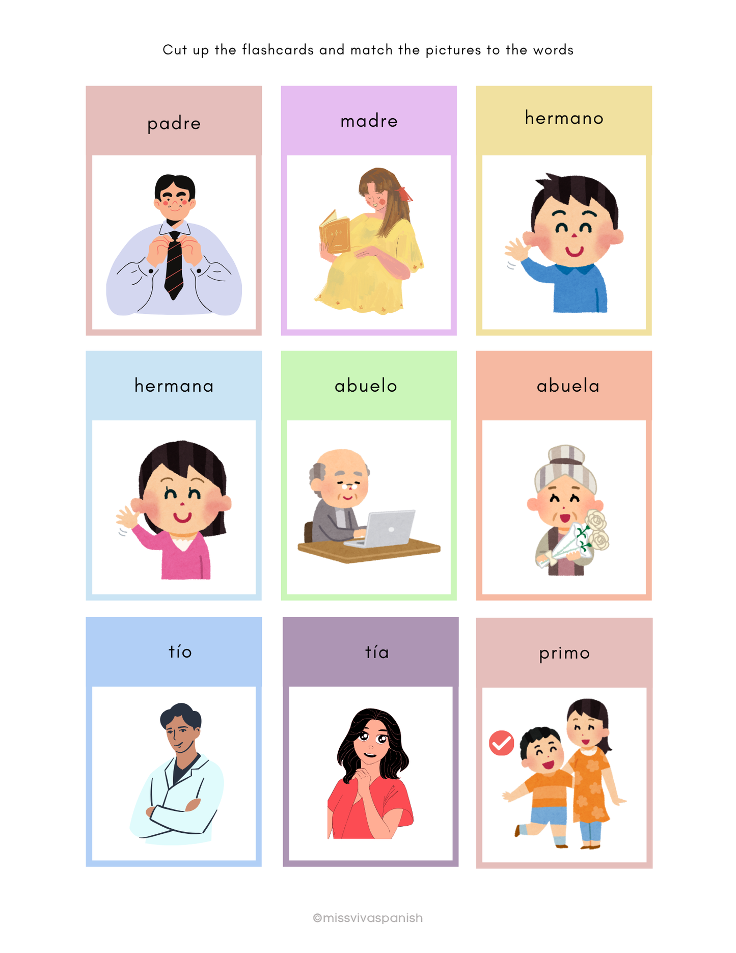 Family members in Spanish worksheets | Spanish fun worksheets (8+)(SM)