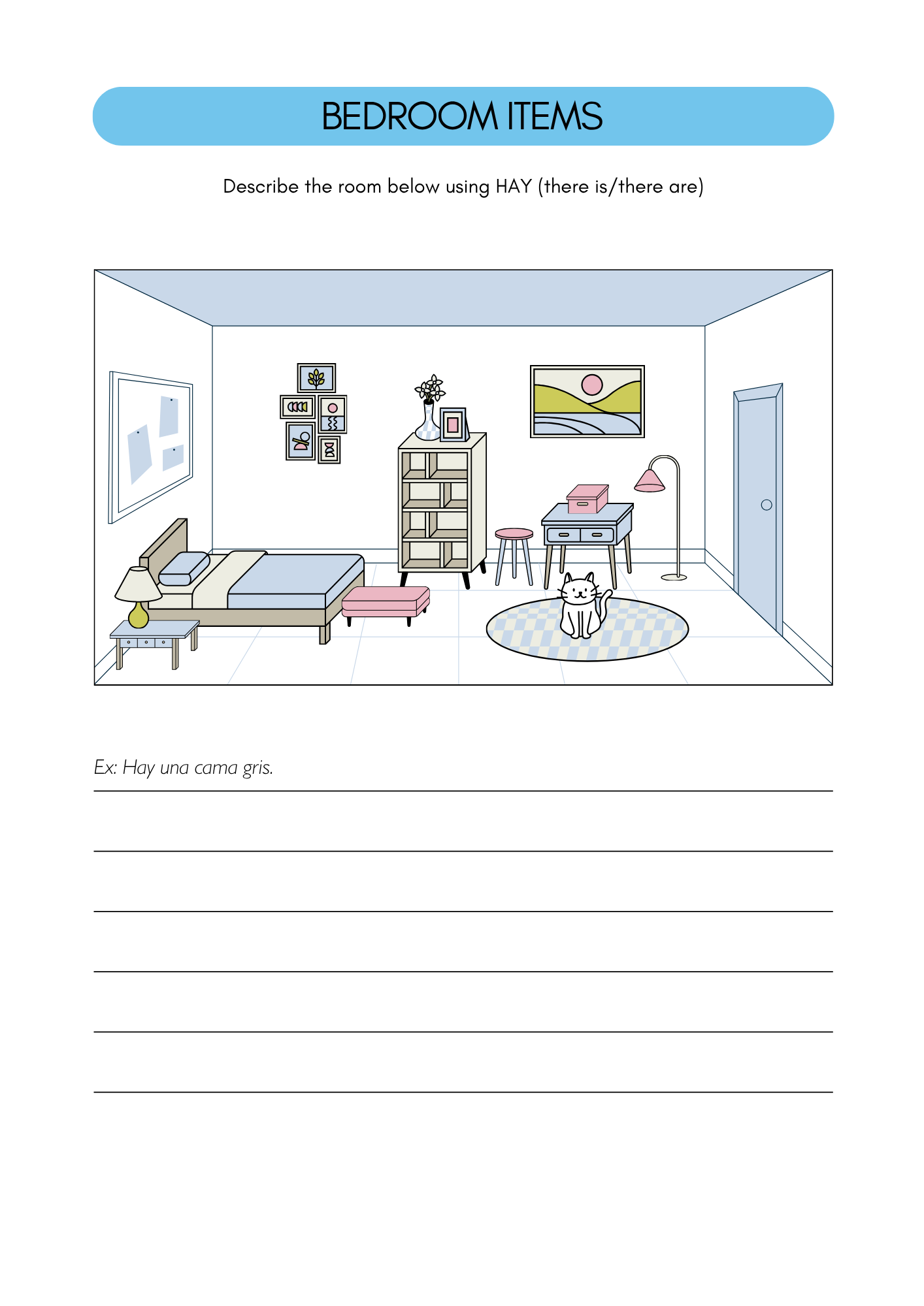 Household items - furniture in Spanish | Spanish worksheets (8+)(SM)