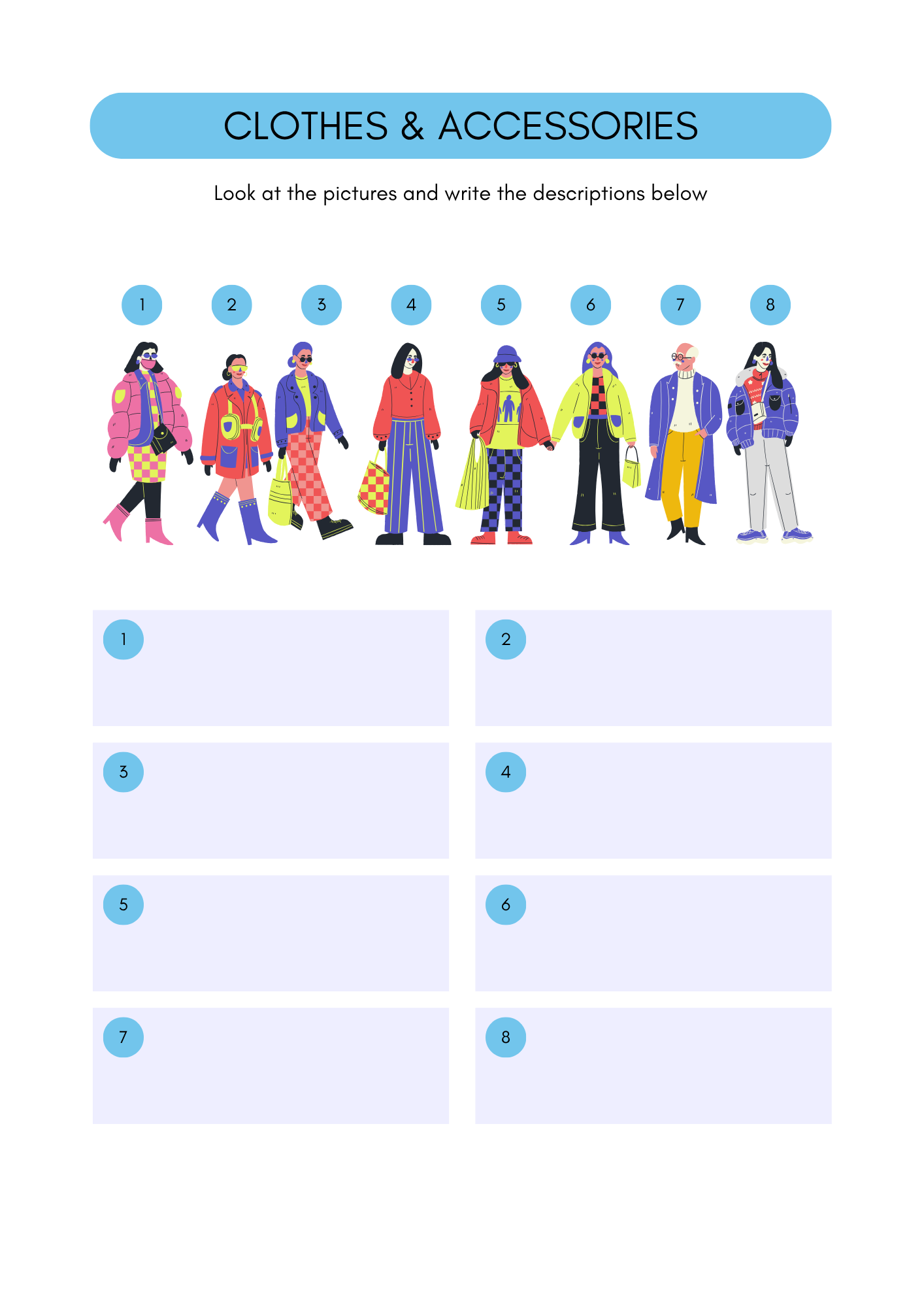 Clothes & Accessories worksheets in Spanish (8+) (SM)