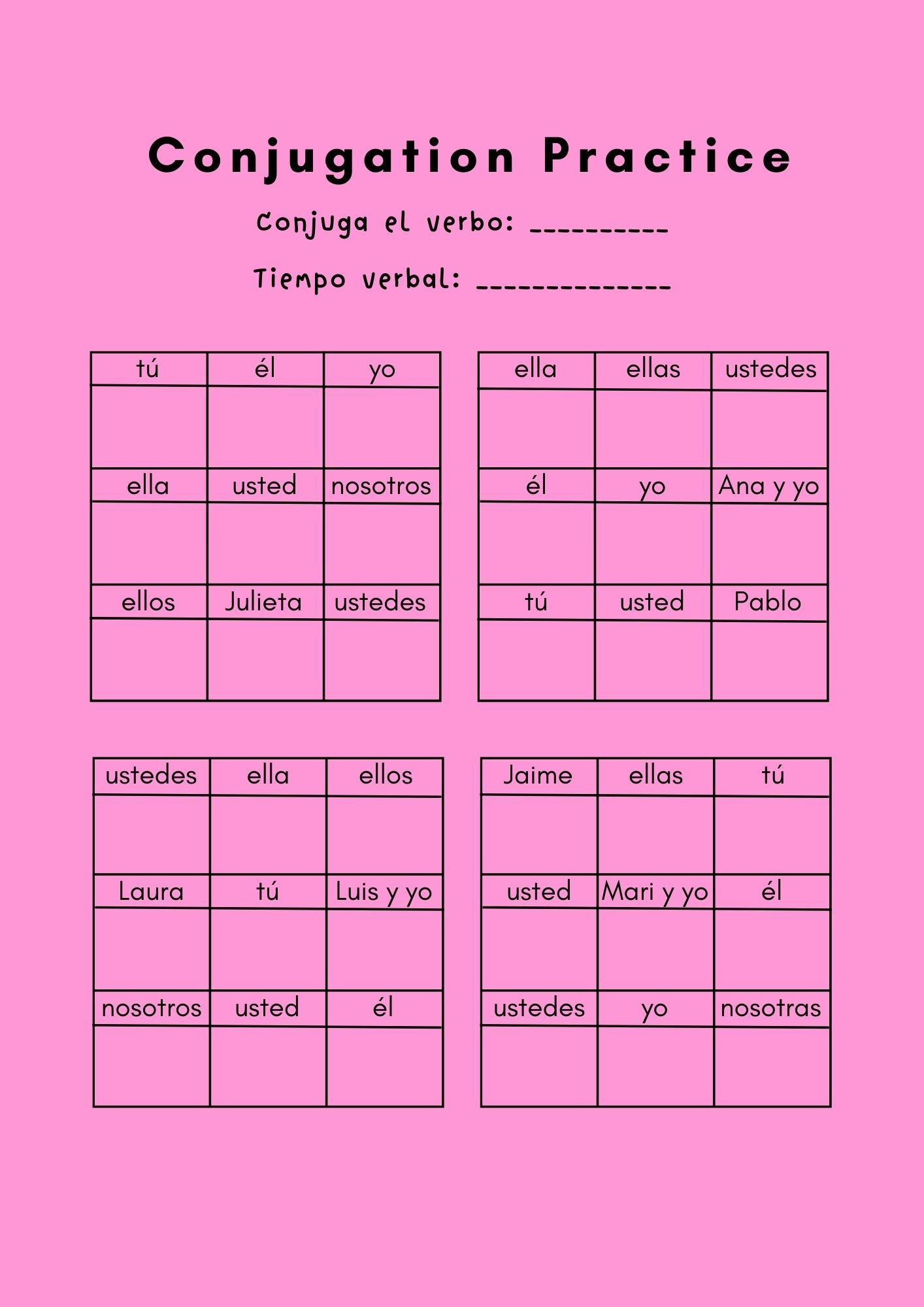 conjugation practice in spanish