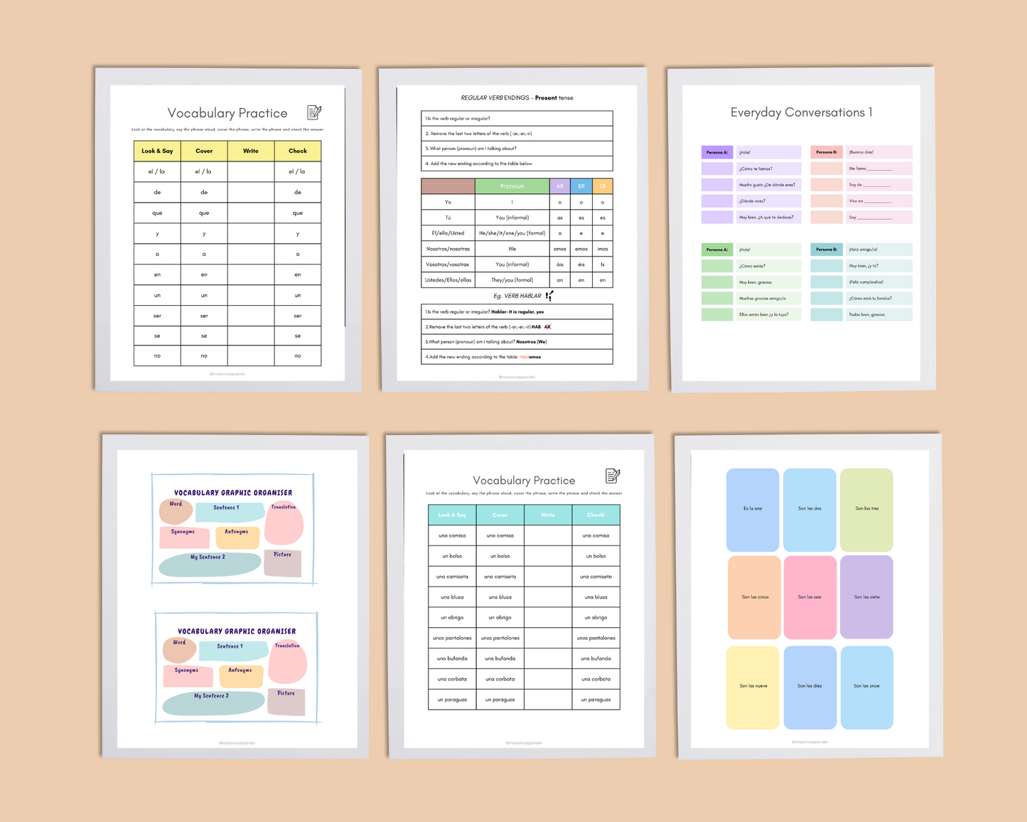 spanish worksheets workbook