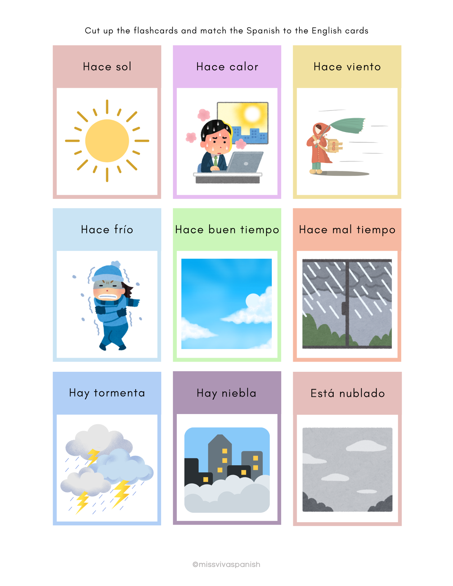 Weather worksheets in Spanish 24 activities (8+) (SM)