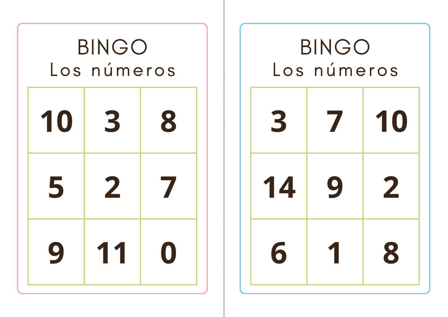 Numbers 1-20 in Spanish Bingo  (SM)(8+) Spanish worksheets