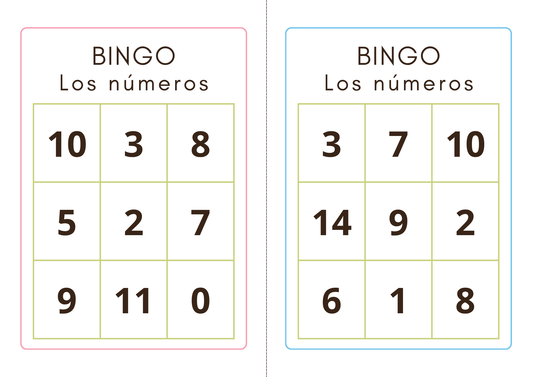 Numbers 1-20 in Spanish Bingo  (SM)(8+) Spanish worksheets