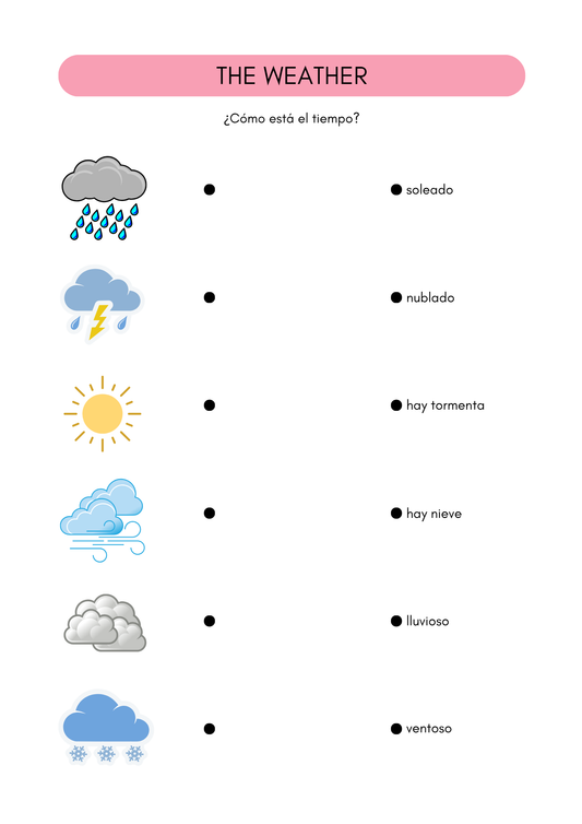 Weather worksheets in Spanish 24 activities (8+) (SM)