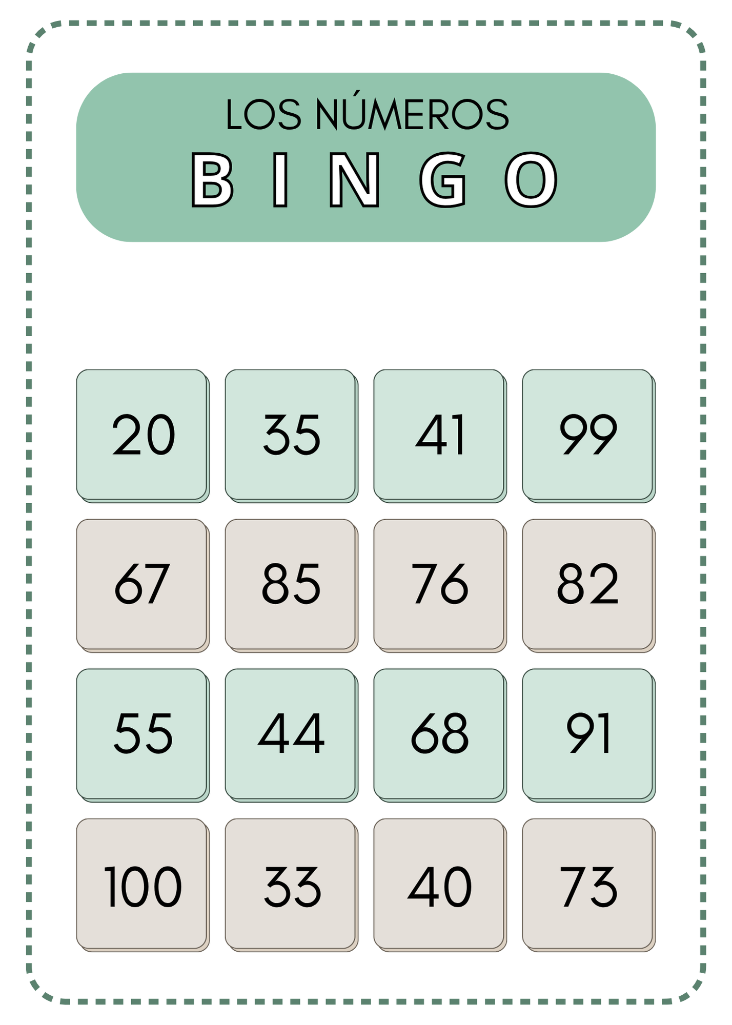 Numbers worksheet in Spanish (8+)