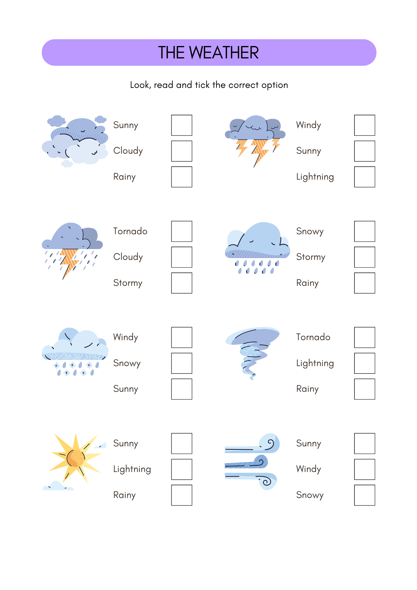 Weather worksheets in Spanish 24 activities (8+) (SM)