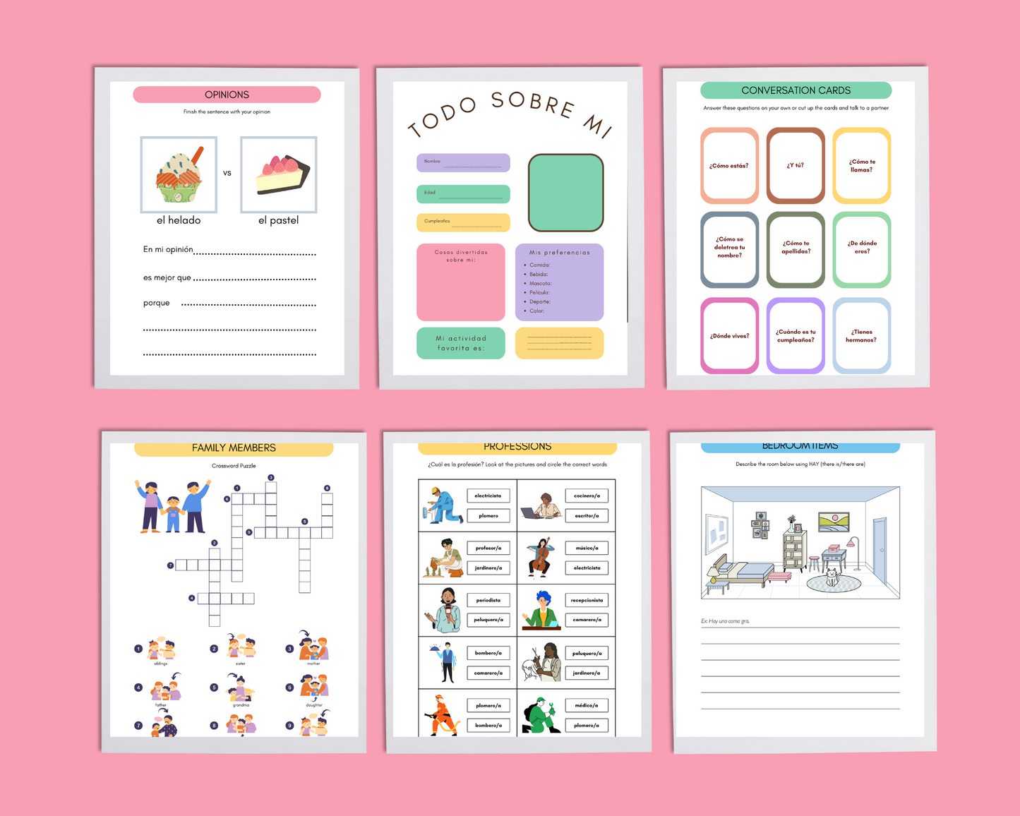 Spanish language learning workbook (e-book) for beginners