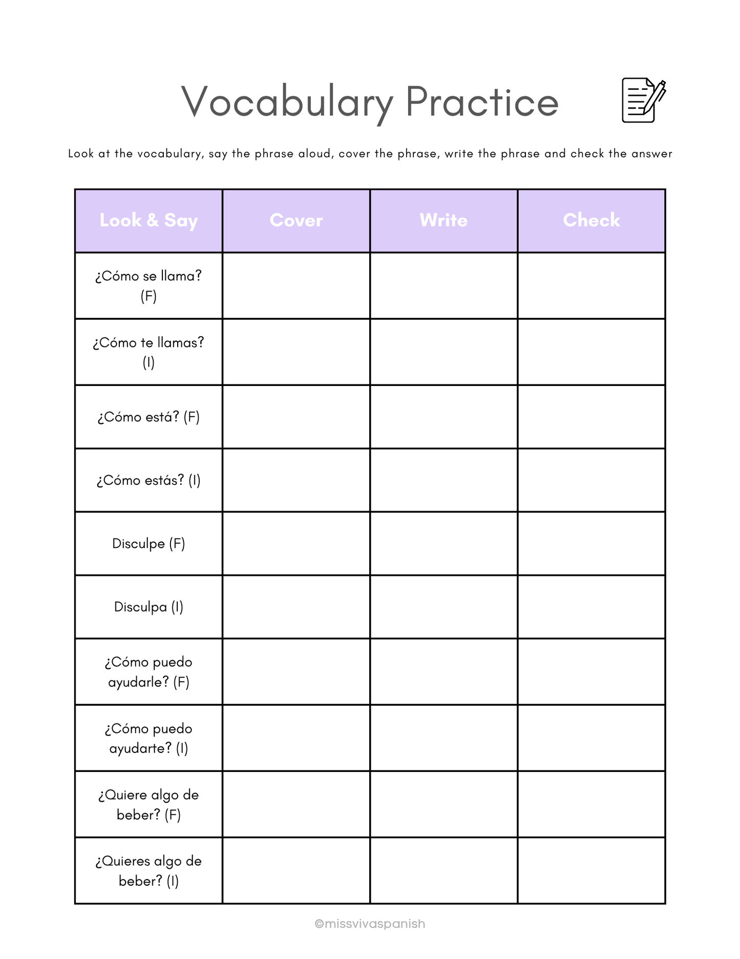 Spanish workbook for travellers: Essential phrases & vocabulary (12+)