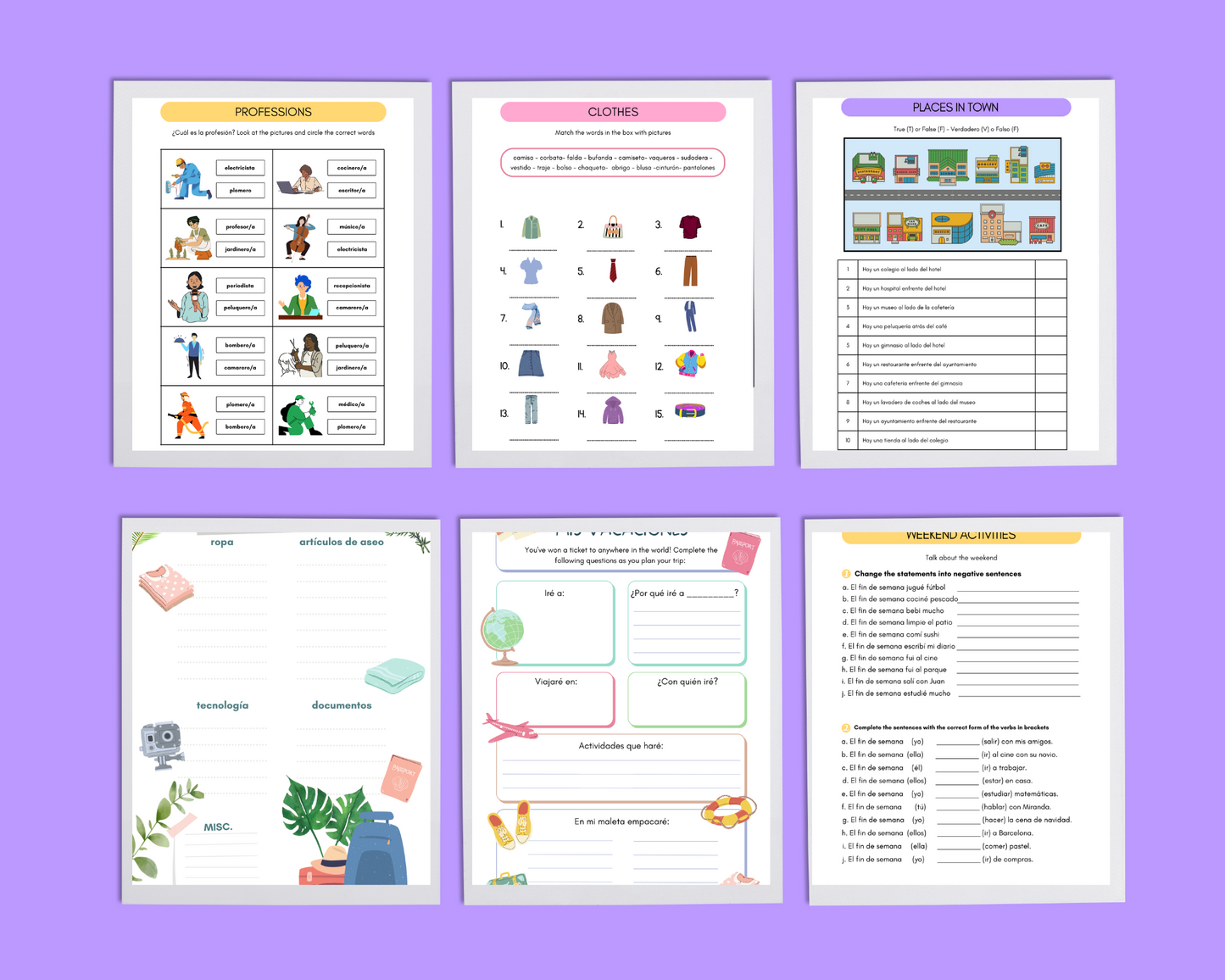 Spanish language learning workbook (e-book) for beginners