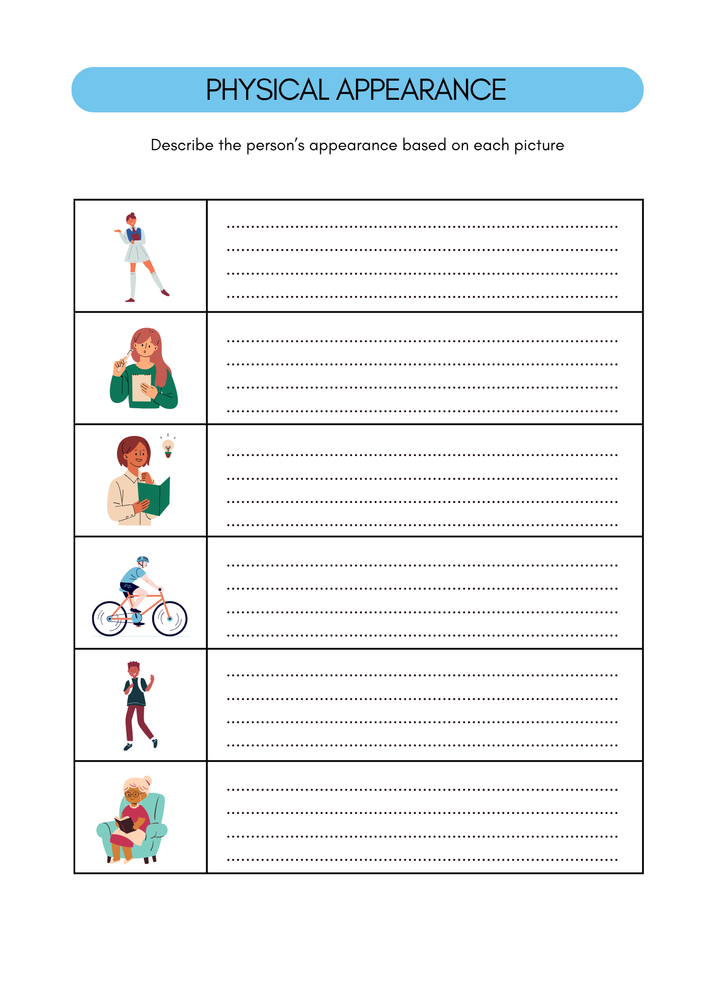 Physical appearance in Spanish | Spanish worksheets (8+)(SM)