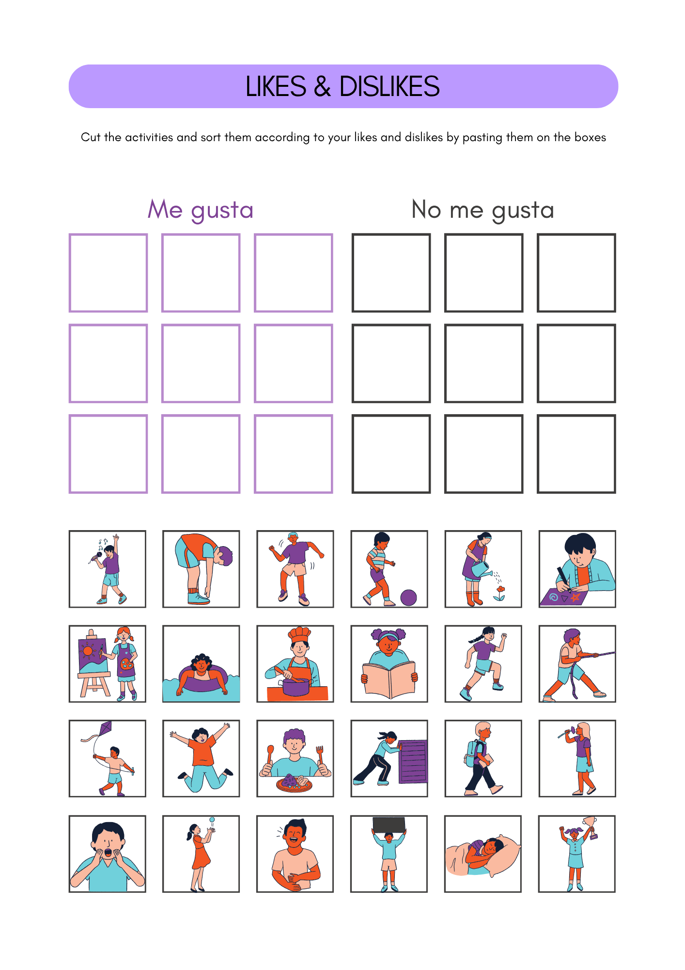 Like - Gustar & Love - encantar worksheets in Spanish (8+)(SM)