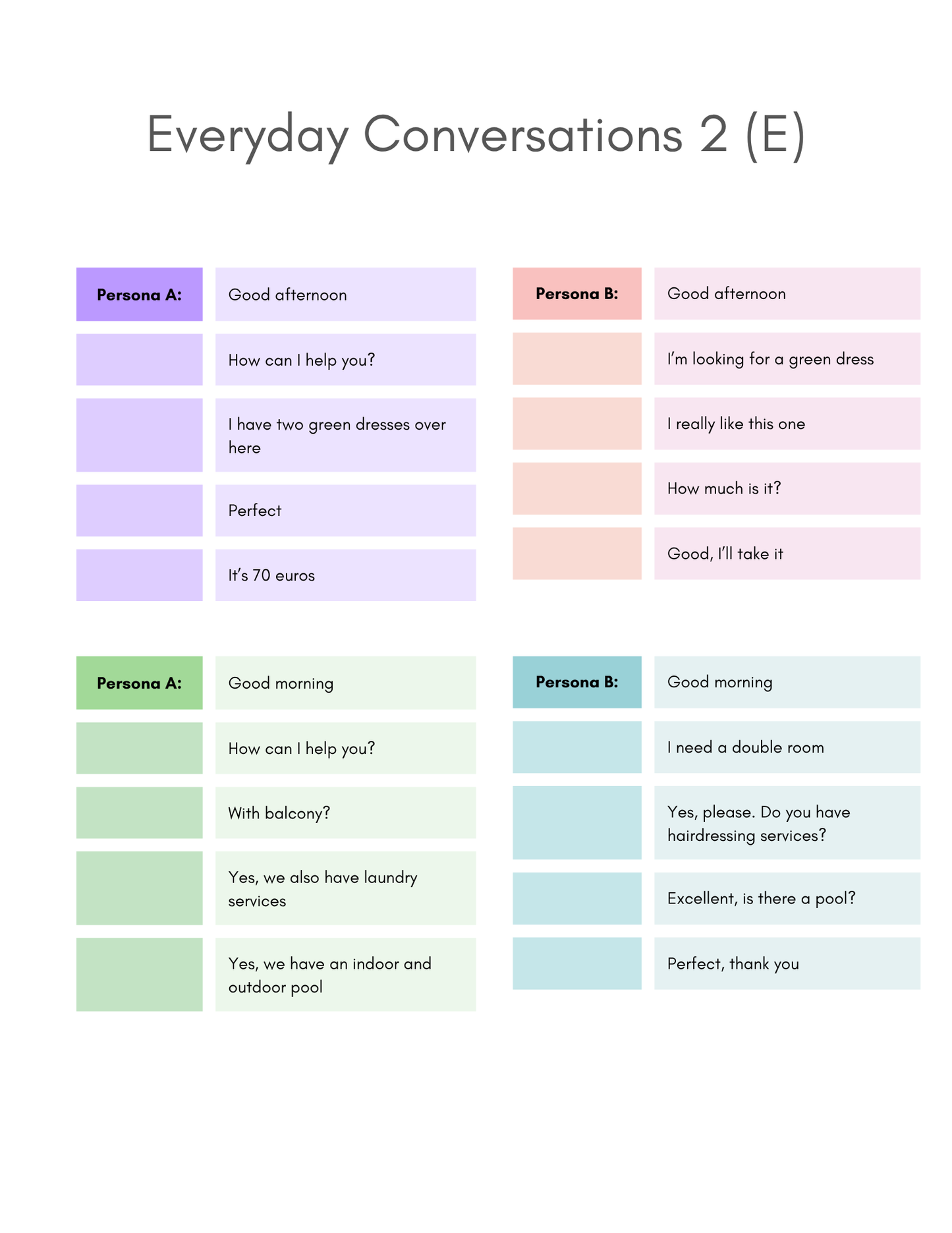 Everyday conversations in Spanish worksheets (8+)(SM)